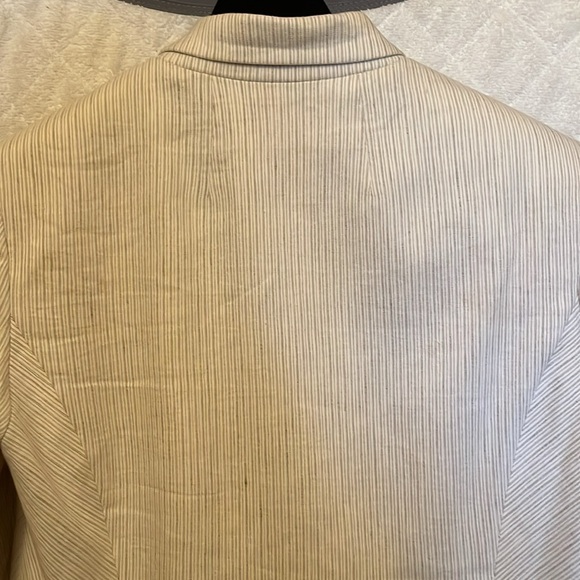Elie Tahari Linen Cream Striped Jacket - Picture 3 of 8